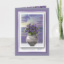 violets in a moon jar blanck card