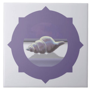 violets in a moon jar ceramic tile