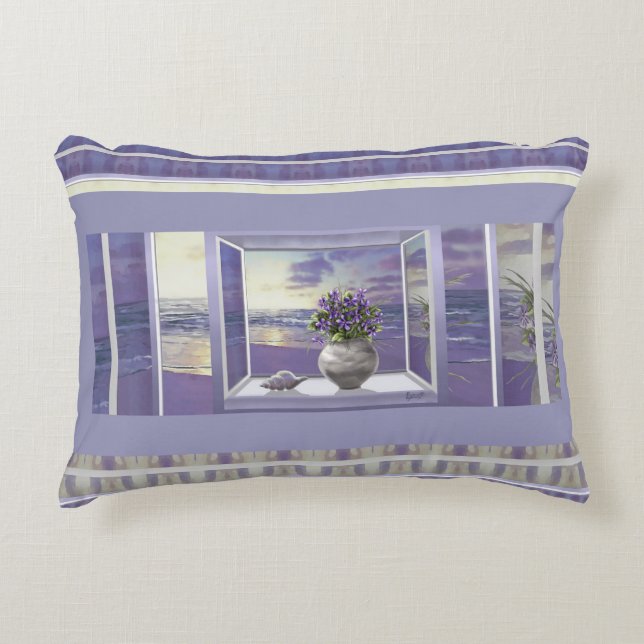 violets in a moon jar decorative cushion (Front)