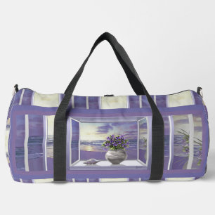 violets in a moon jar duffle bag