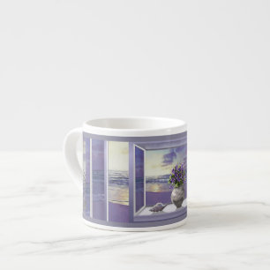 violets in a moon jar espresso cup