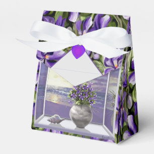 violets in a moon jar favour box