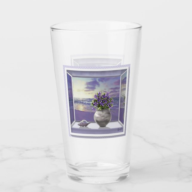 violets in a moon jar glass (Front)
