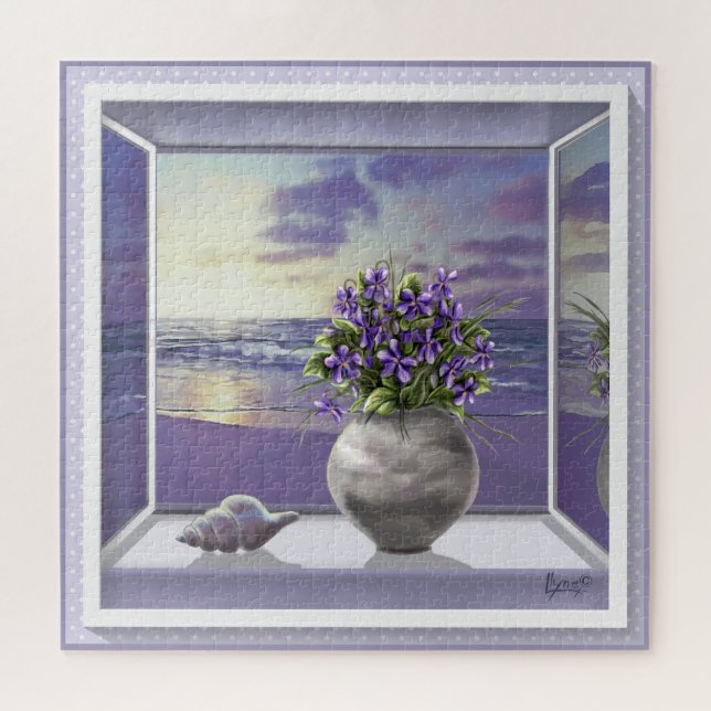 violets in a moon jar jigsaw puzzle (Horizontal)