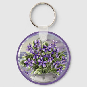 violets in a moon jar key ring