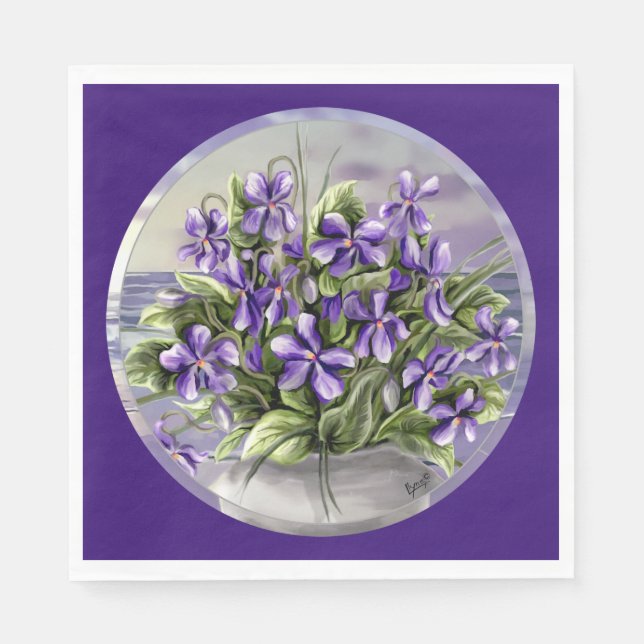 violets in a moon jar napkin (Front)