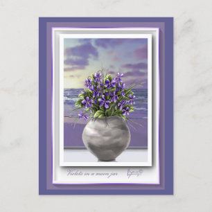 violets in a moon jar postcard