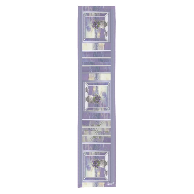 violets in a moon jar short table runner (Front)