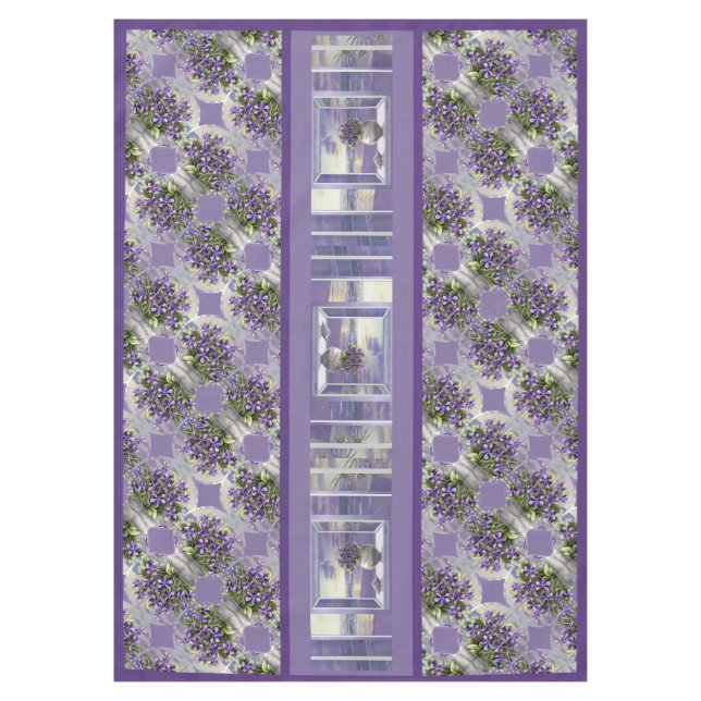 violets in a moon jar tablecloth (Front)