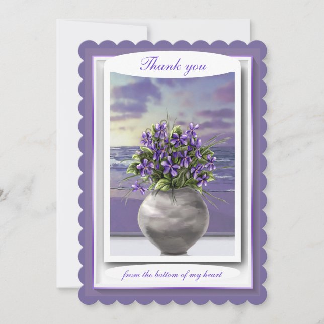 violets in a moon jar thank you card (Front)