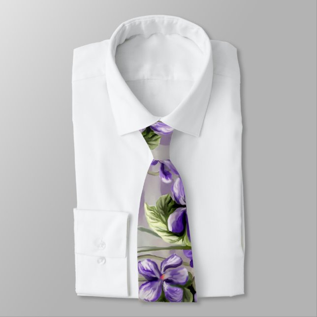 violets in a moon jar tie (Tied)