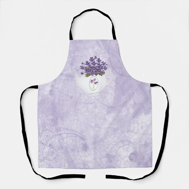 Violets In Teapot Apron (Front)