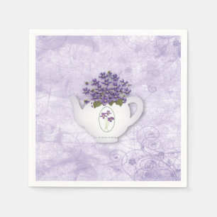Violets In Teapot Paper Napkin