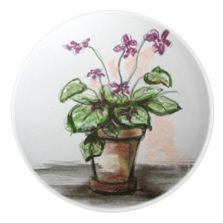 Violets of love . . . ceramic knob