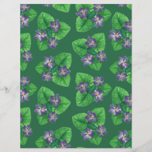 Violets on emerald green