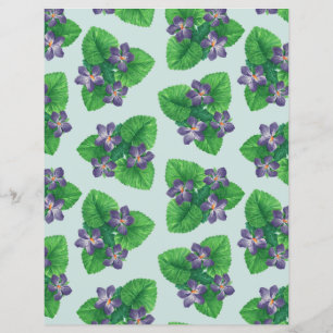 Violets on sea glass blue