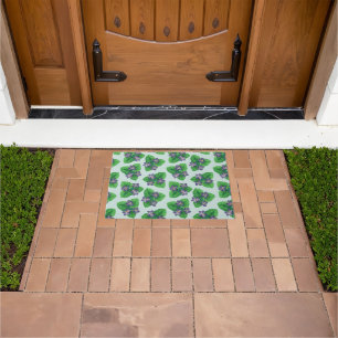 Violets on sea glass blue doormat
