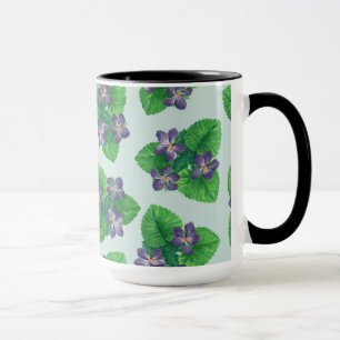 Violets on sea glass blue mug