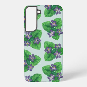 Violets on sea glass blue samsung galaxy case
