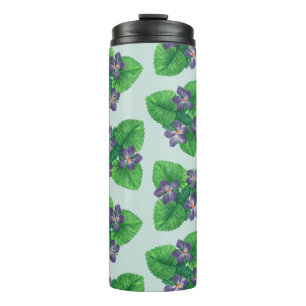 Violets on sea glass blue thermal tumbler