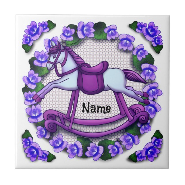 Violets Rocking Horse  Ceramic Tile (Front)