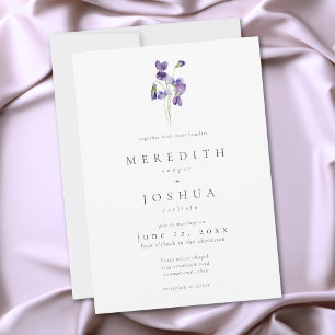 Violets Watercolor Minimalist Elegant Wedding Invitation