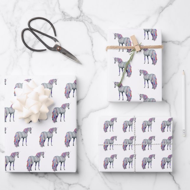 Violetta unicorn, standing - wrapping paper sheet (Front)