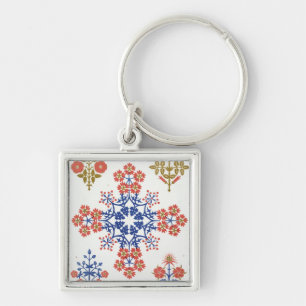 Violiet, iris and tulip motif wallpaper design, pr key ring