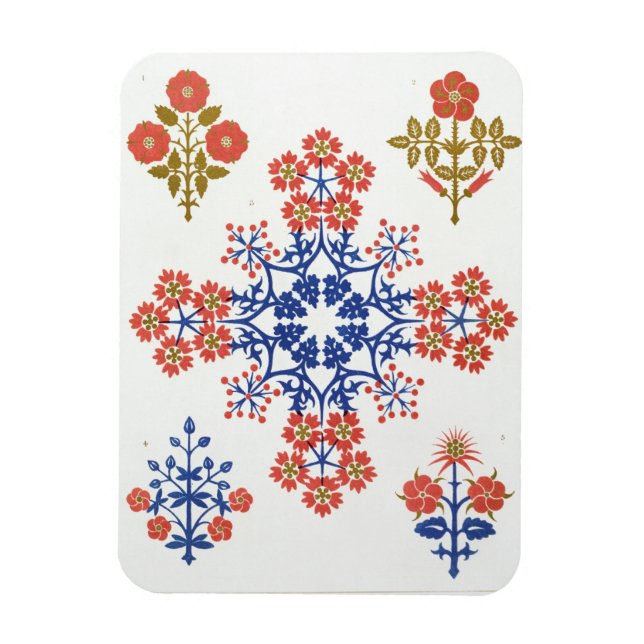 Violiet, iris and tulip motif wallpaper design, pr magnet (Vertical)