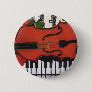 violin 6 cm round badge