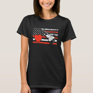 Violin American Flag Heart Valentines Day Violinis T-Shirt