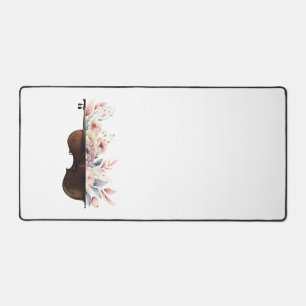 Violin among flowers. Bouquet of flowers. Desk Mat
