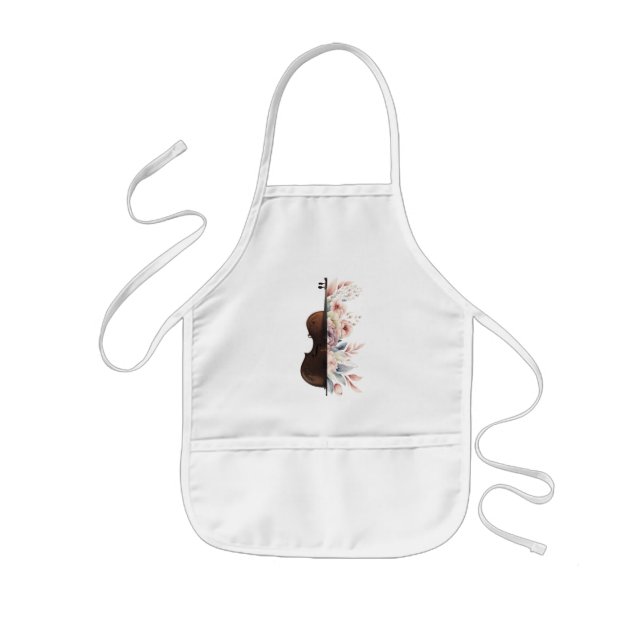 Violin among flowers. Bouquet of flowers. Kids Apron (Front)