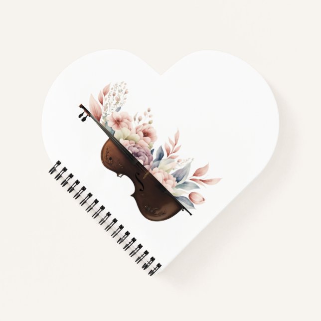 Violin among flowers. Bouquet of flowers. Notebook (Front)