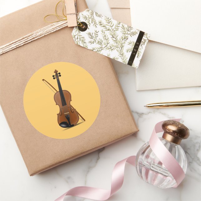 Violin and Bow  Classic Round Sticker (Gifting)