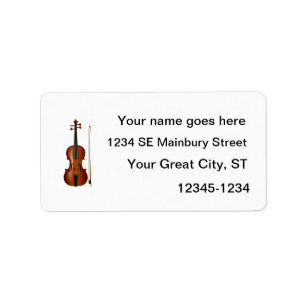 VIolin and bow realistic graphic Label