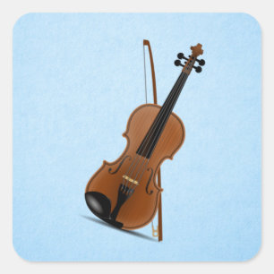 Violin and bow square sticker