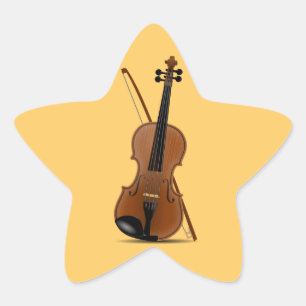 Violin and Bow star-shaped sticker