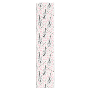 Violin and Cello With Pink Hearts Wedding Short Table Runner
