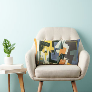 Violin and Glass by Juan Gris, Vintage Cubism Lumbar Cushion