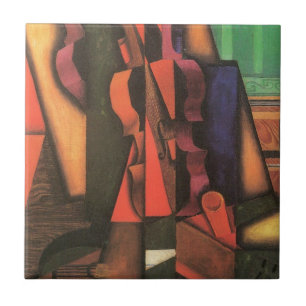 Violin and Guitar by Juan Gris, Vintage Cubism Art Ceramic Tile