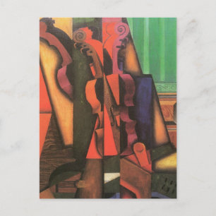 Violin and Guitar by Juan Gris, Vintage Cubism Art Postcard