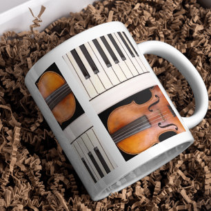 Violin and piano keys mug