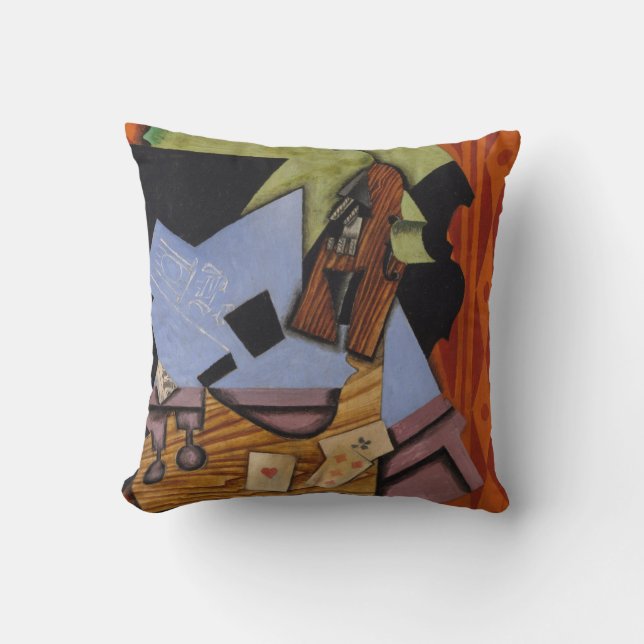 Violin and Playing Cards on a Table Cushion (Front)