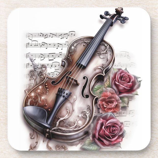 Violin and Roses  Coaster (Front)