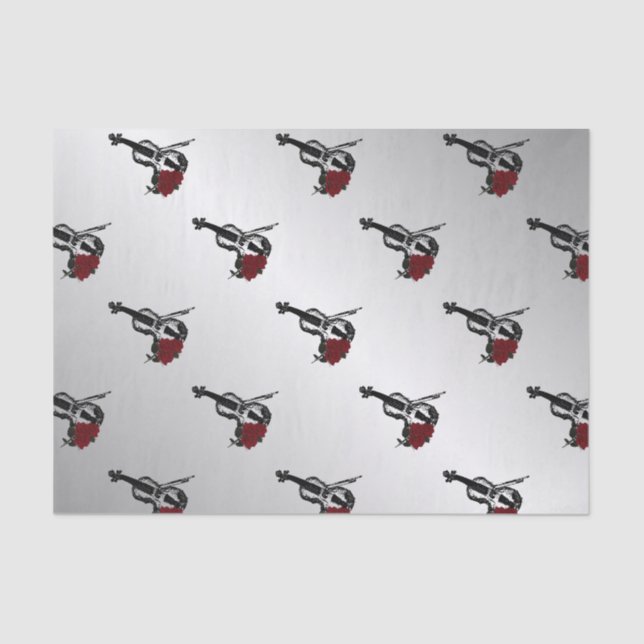Violin and Roses Silver Tissue Paper (Front)