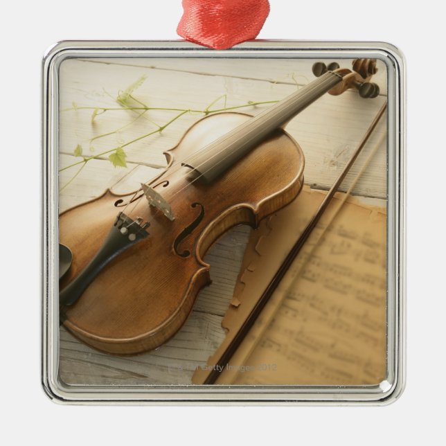 Violin and Sheet Music Metal Tree Decoration (Front)