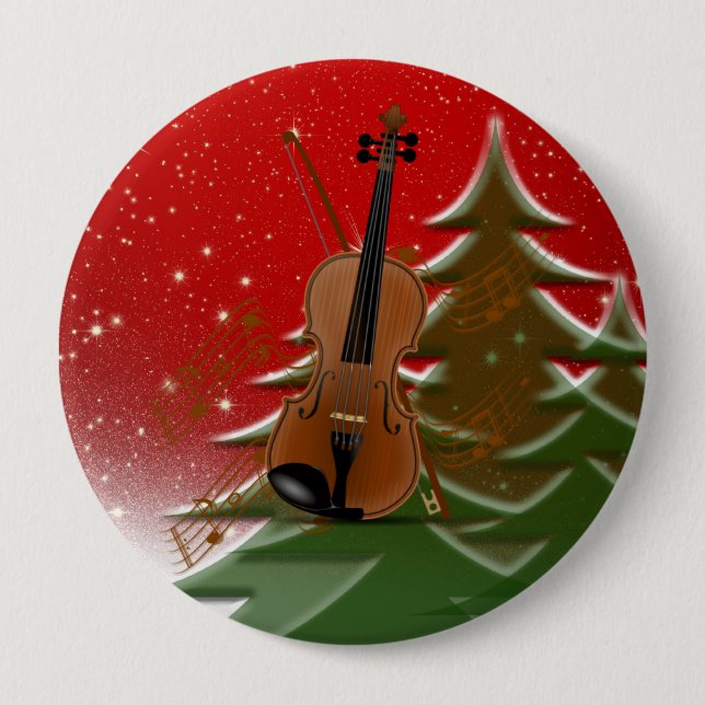 Violin at Christmas 10 Cm Round Badge (Front)