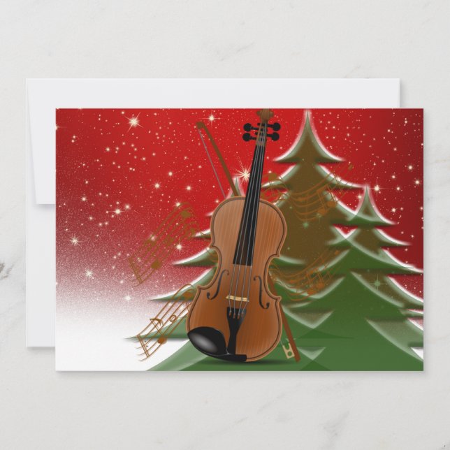 Violin at Christmas Thank You Card (Front)