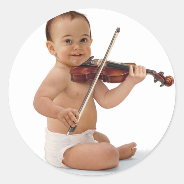 Violin Baby Classic Round Sticker (Front)